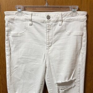 White Distressed Womens High-Rise Jeggings